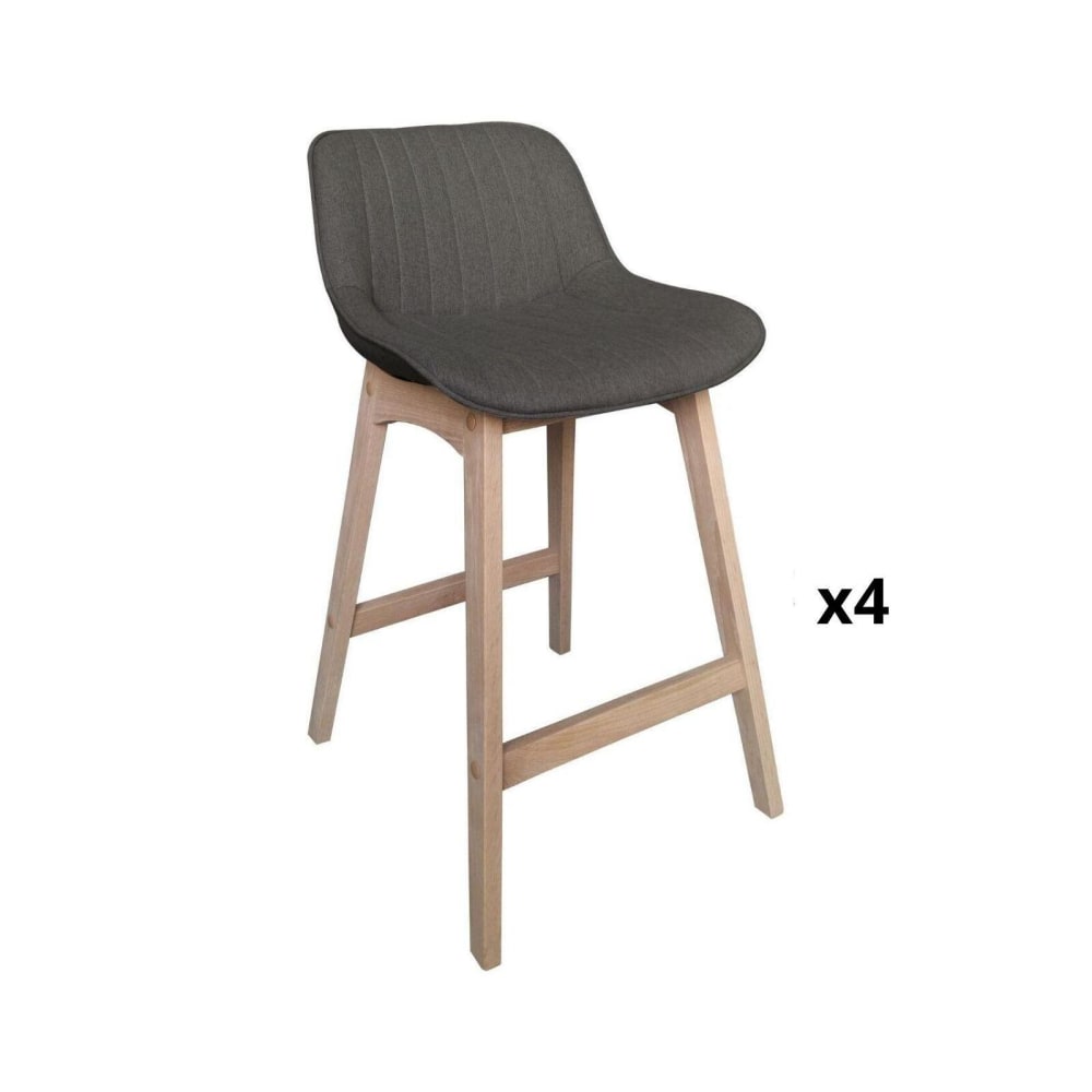 Lot de chaises  d'îlot et bar en chêne et assise tissu 65cm