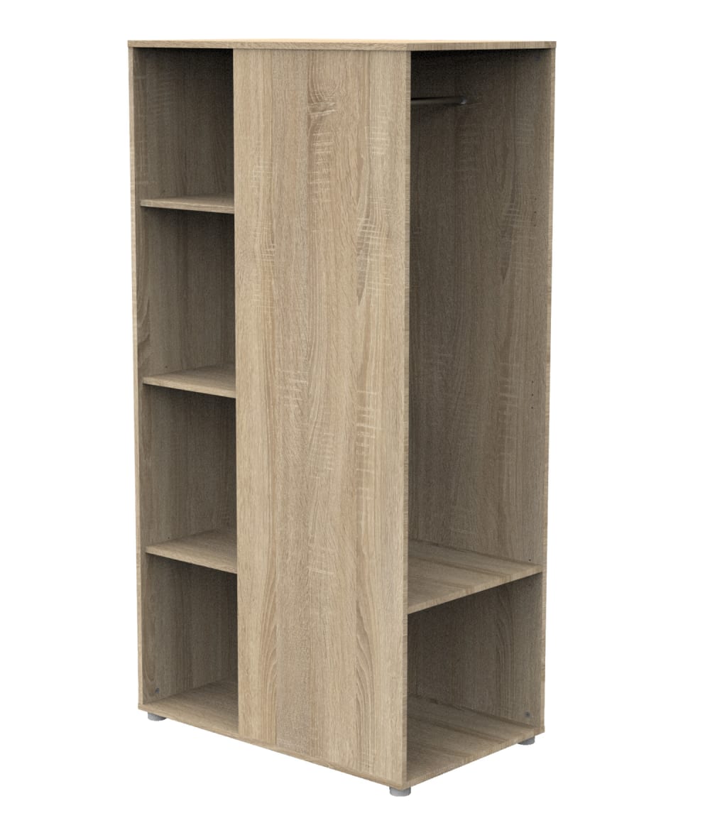 Meuble+de+rangement+avec+etageres+et+penderie+en+decor+bois