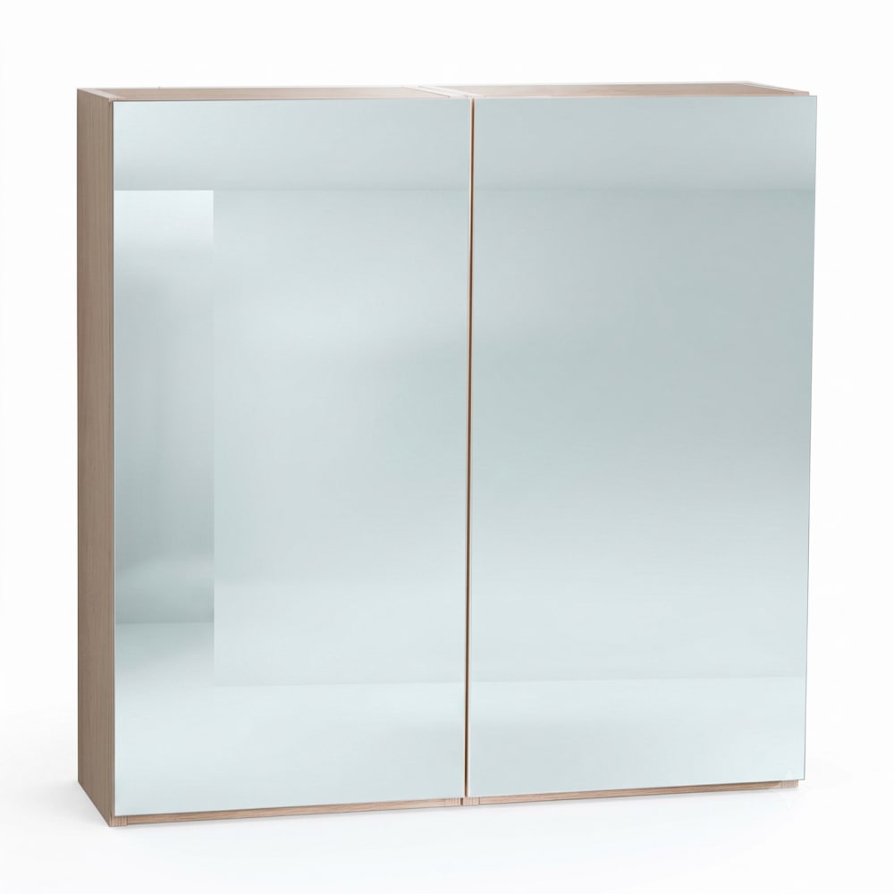 Mob In 60 cm Badezimmerschrank mit Doppeltür und Spiegel Braun Spanplatte