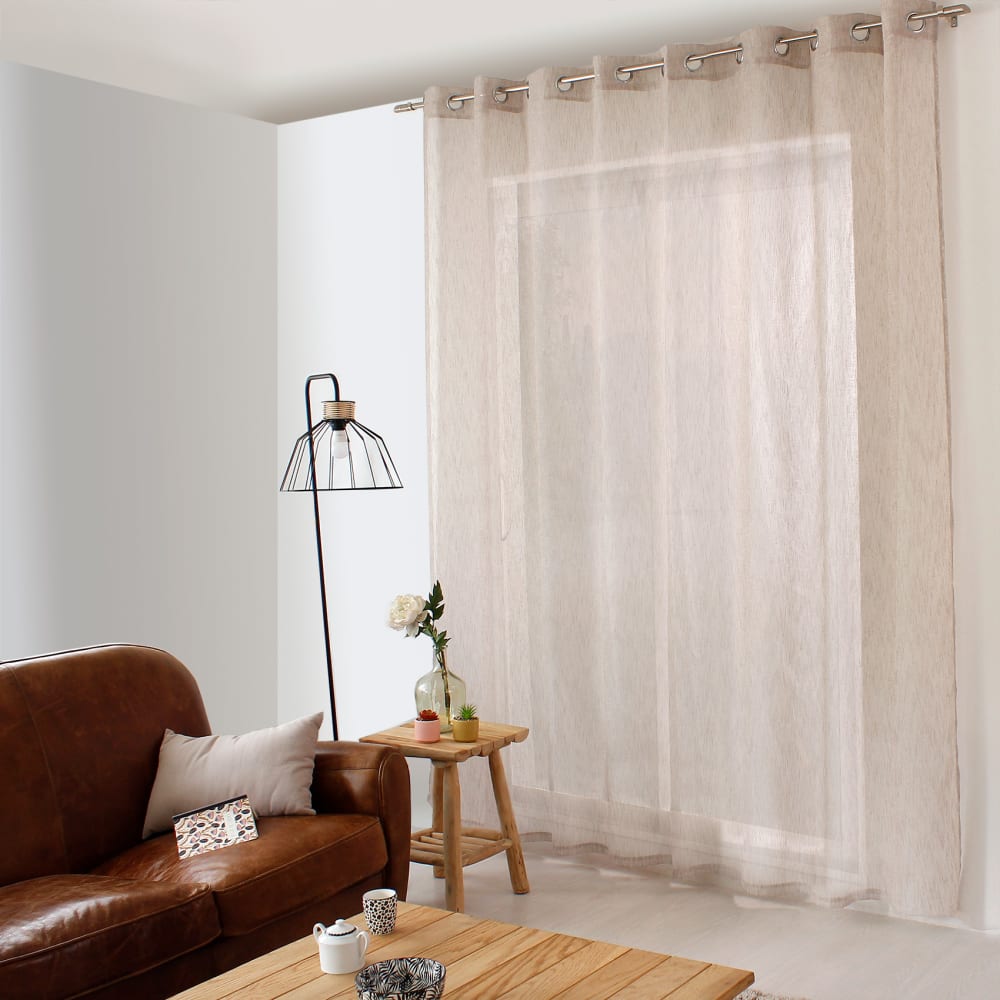 Voilage aspect lin grande largeur oeko-tex. Naturel 300x240 cm