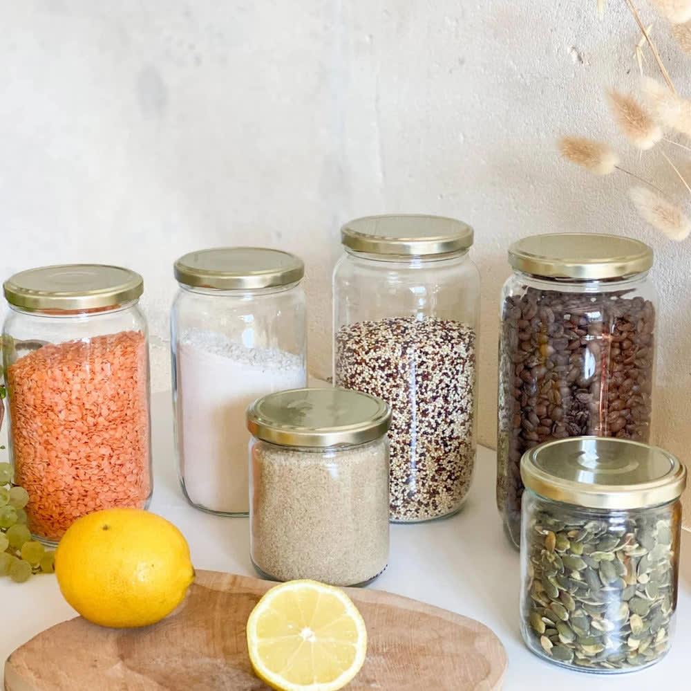 Lot de 6 bocaux en verre 446 ml avec couvercles blancs - Maisons du Monde