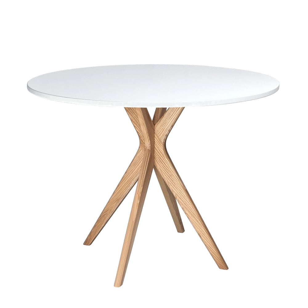 Ragaba Rund Esstisch aus massivem Eschenholz und MDF Weiß style modern Weiß
