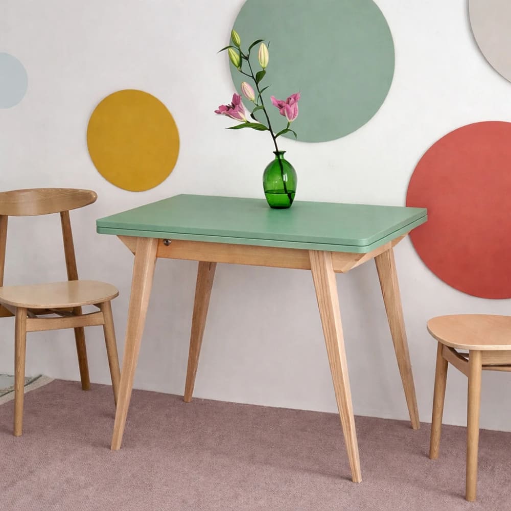 Ragaba Ausziehbarer Esstisch aus Esche und MDF Salbeigrün style modern - Holz