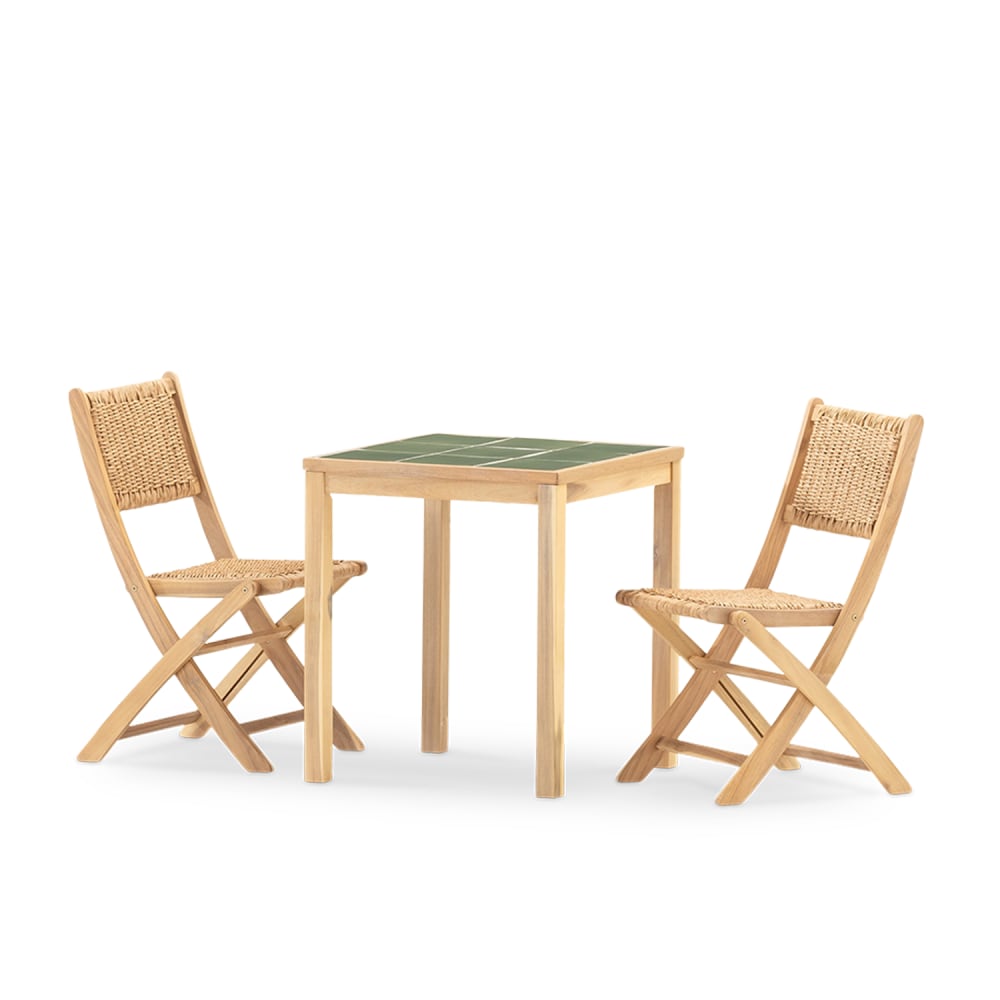 Set+de+repas+2+places+table+en+ceramique+verte+65x65
