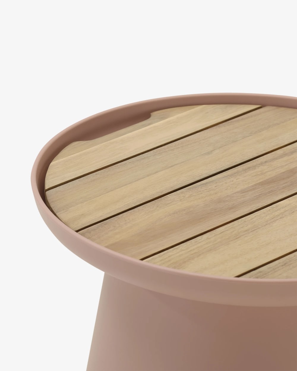 Set 2 tables d'appoint polypropylène plateau en bois D50 et D70 rose - Maisons du Monde