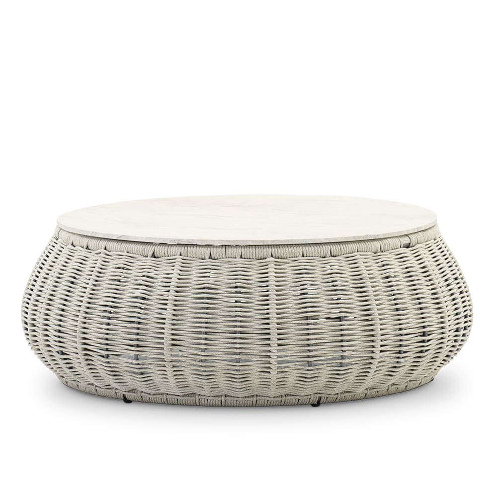 Table basse ronde corde et ciment D105cm