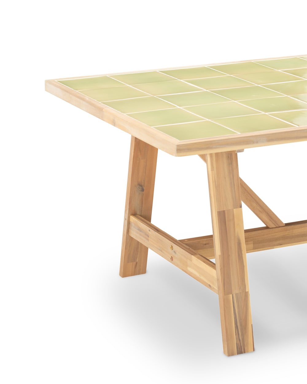 Table de jardin 205x105 en bois et céramique vert clair - Maisons du Monde