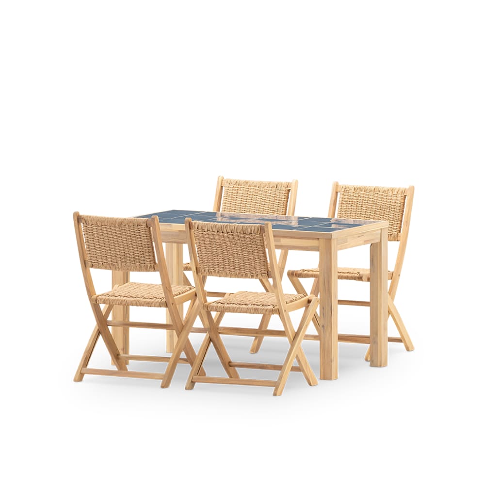 Set repas 4 places table - bleue