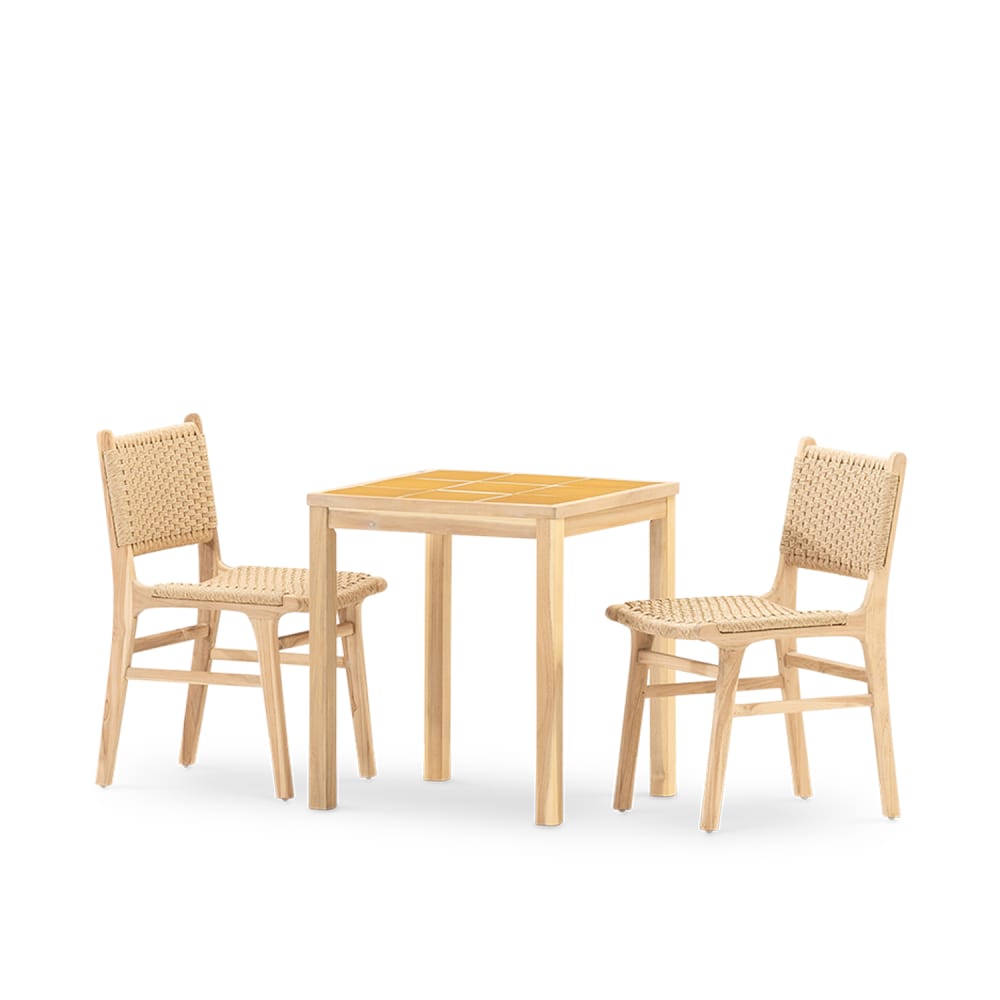 Set de repas 2 places en céramique moutarde 65x65