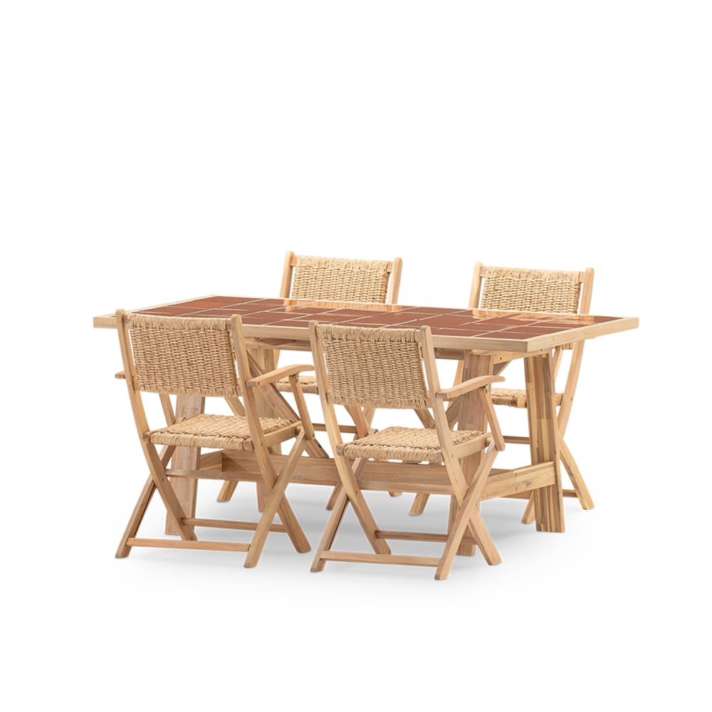 Set de repas 4pl table céramique terracotta 168x87