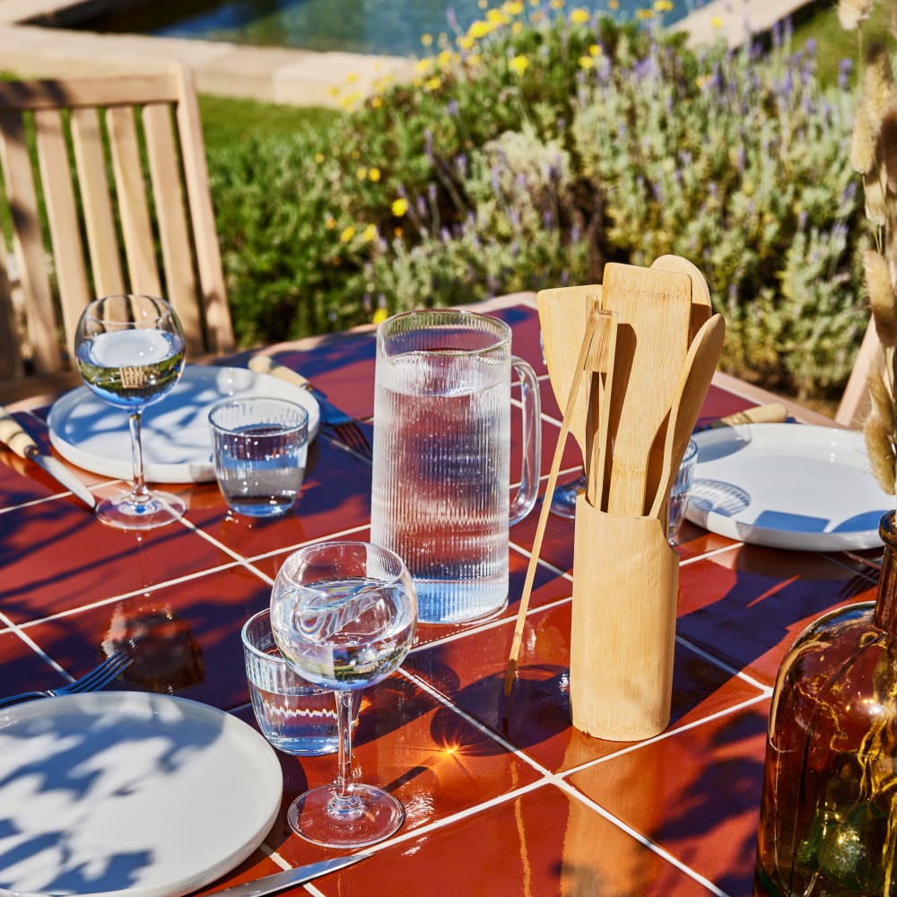 Set de repas jardin 6 pl table céramique terrecuit 168x87 - Maisons du Monde