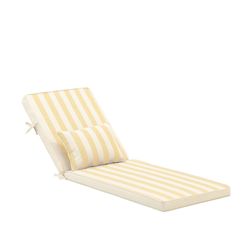 Defora Home 2er Set gestreifte Kissen mit Kopfkissen für Gartenliegestuhl gelb - Pes - Polyester