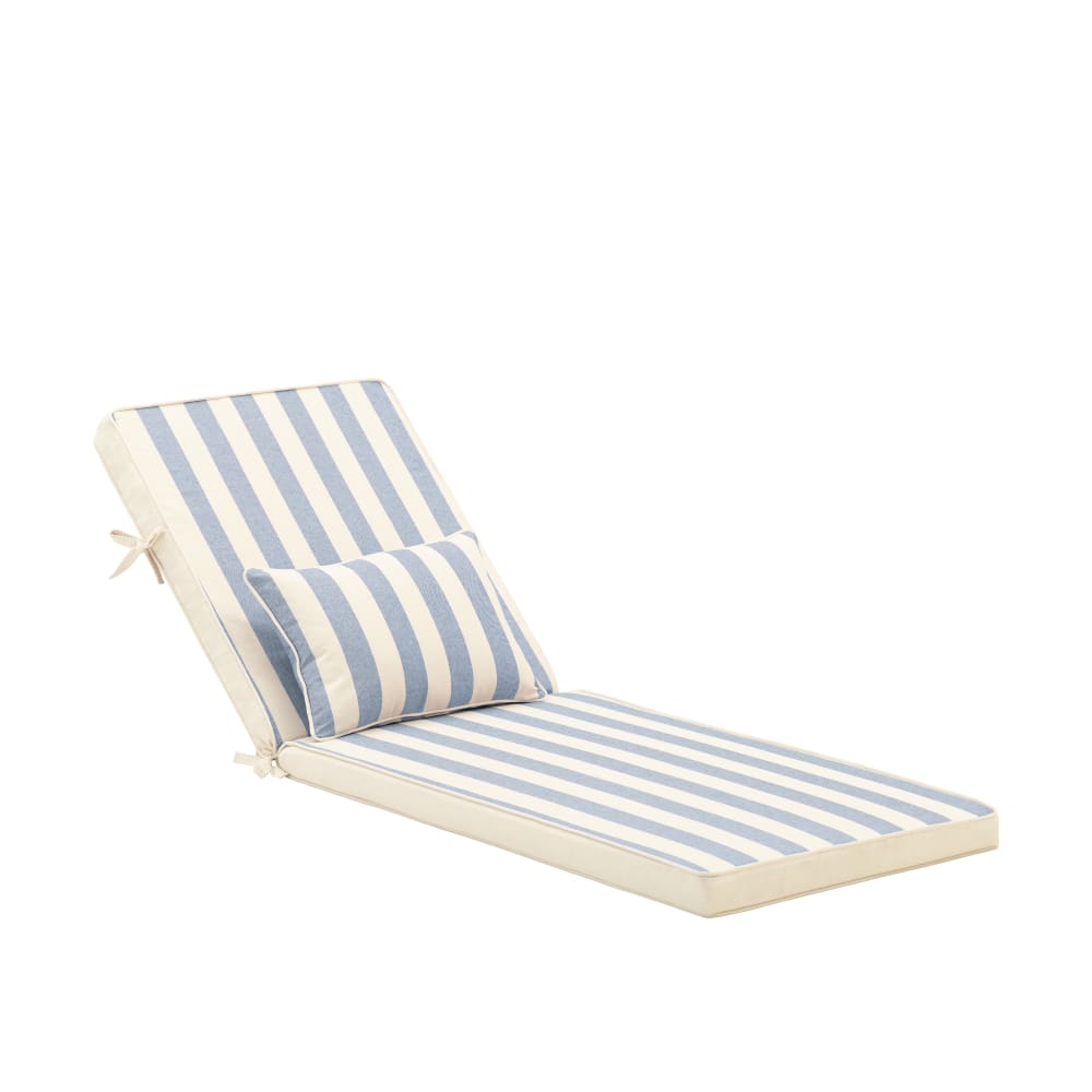 Defora Home 2er Set gestreifte Kissen mit Kopfkissen für Gartenliege Farbe blau - Pes - Polyester