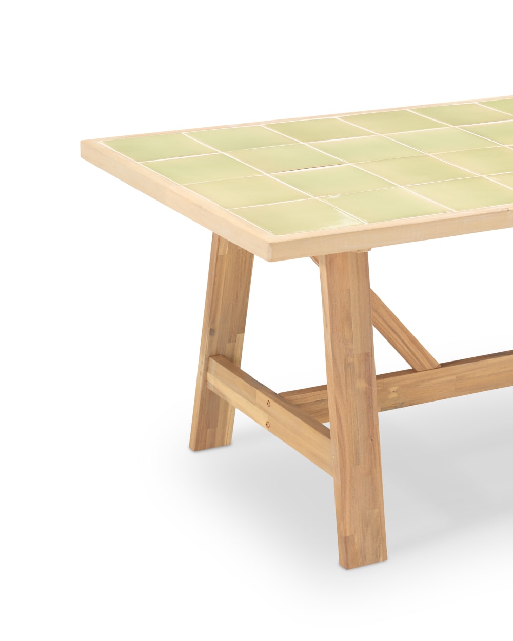 Table repas de jardin 168x87 en bois et céramique vert clair - Maisons du Monde