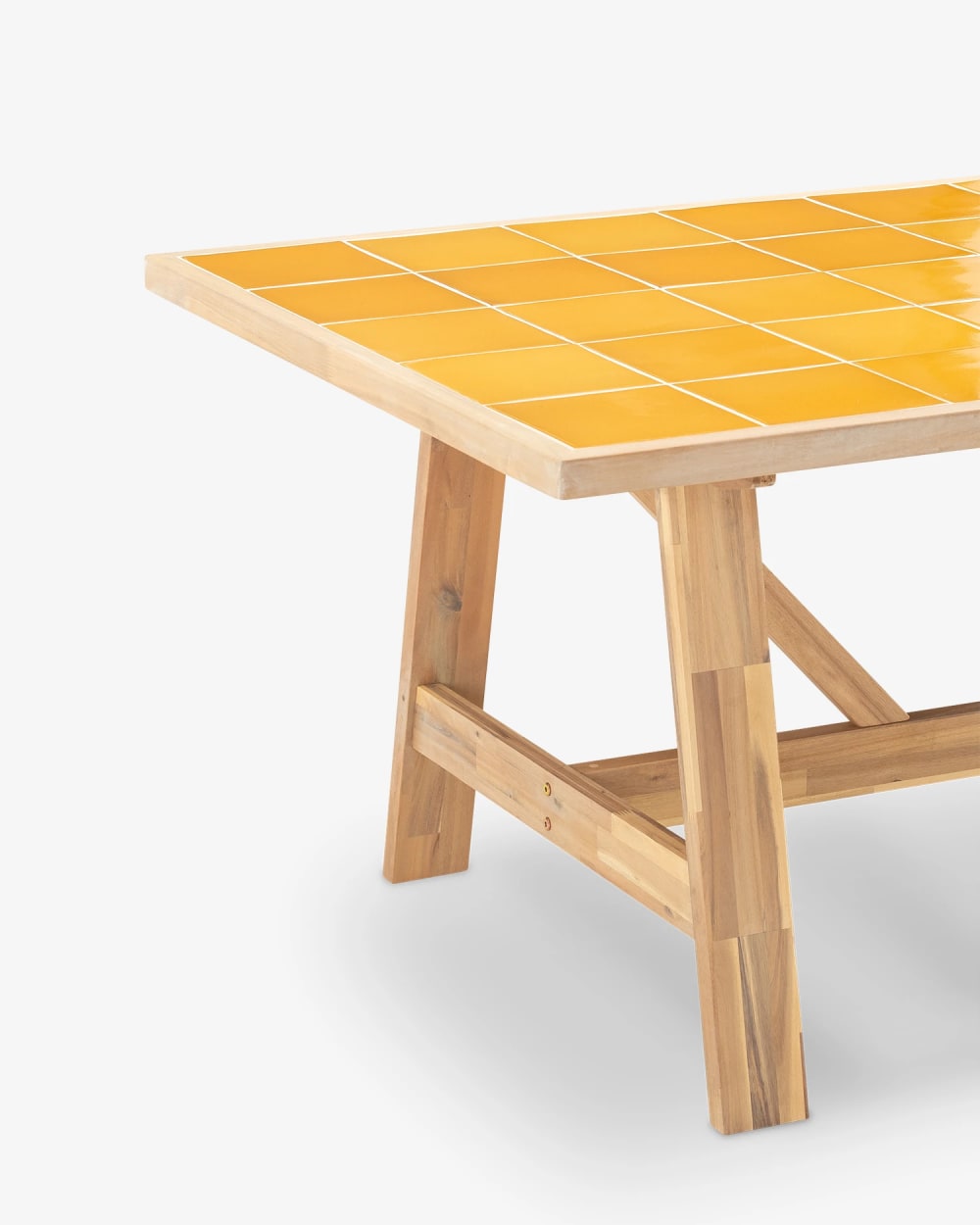 Table repas de jardin en bois et céramique moutard 205x105 - Maisons du Monde