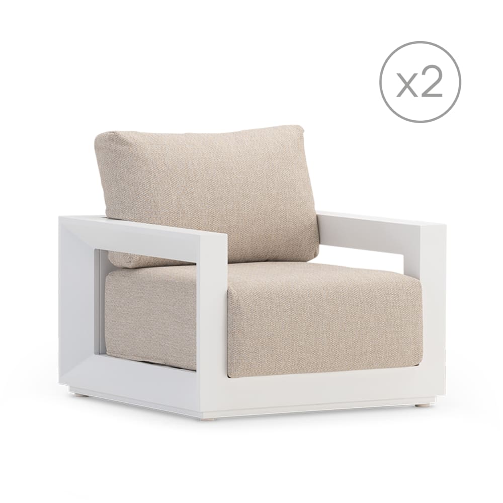 Pack 2 fauteuils jardin aluminium blanc