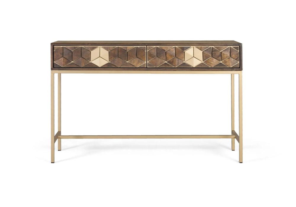 GINER Y COLOMER Konsole aus Mango-Walnuss und Gold mit einzigartiger Eleganz style modern Braun Holz