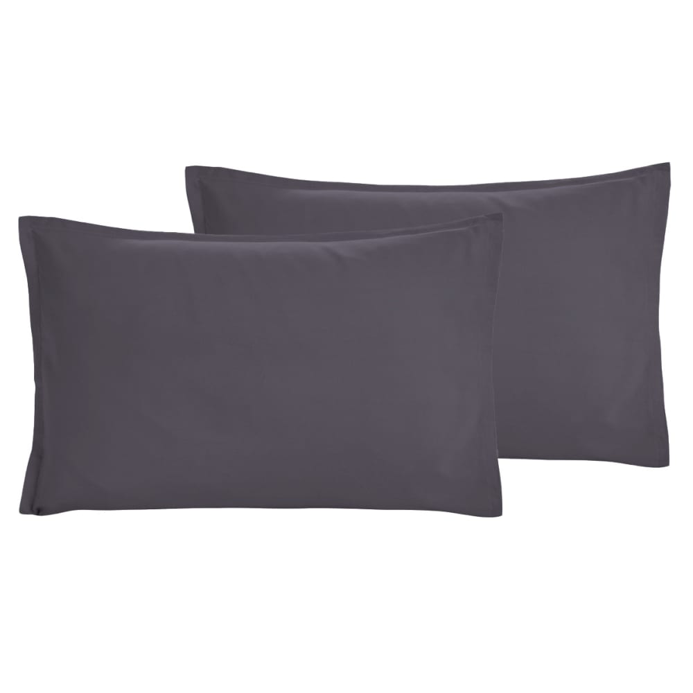 Lot de 2 taies d'oreiller en coton lavé bio Ardoise 50x70 cm