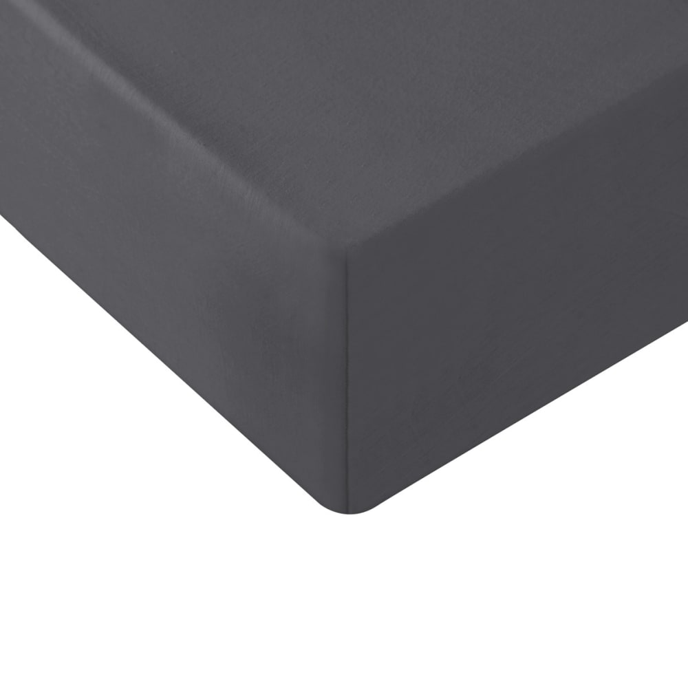 Drap housse en coton bio lavé ardoise 140x190 cm - Maisons du Monde