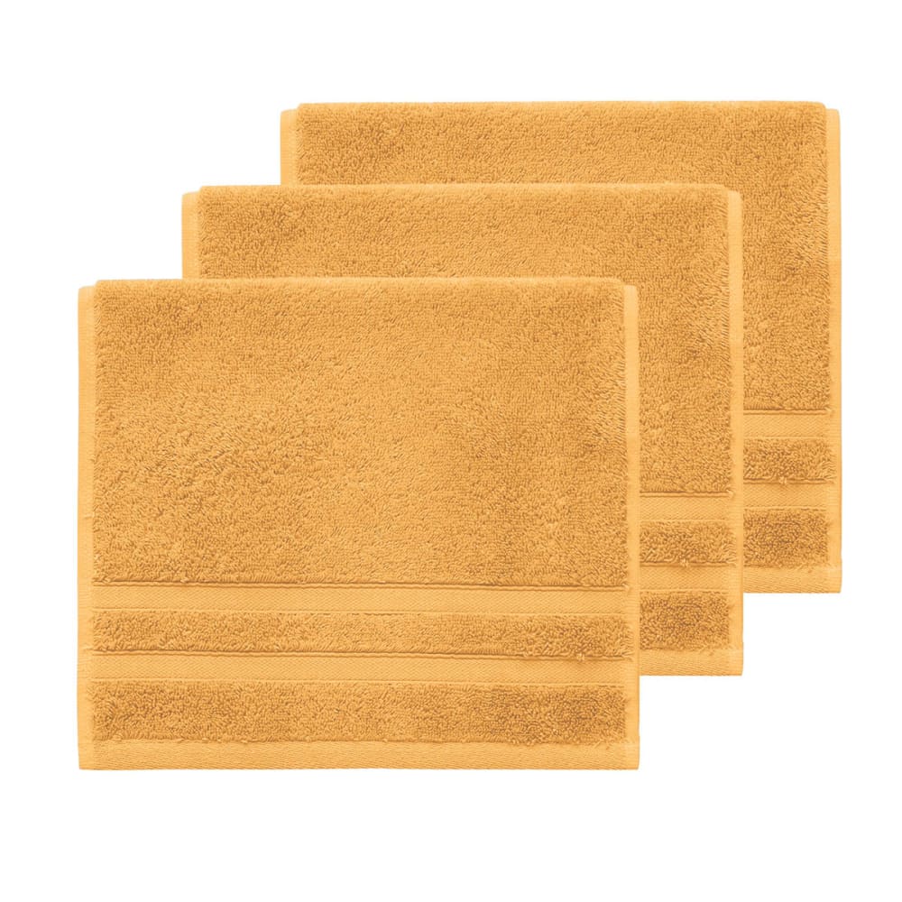 Sensei Maison Llot de 3 serviettes invité 600 g/m² caramel 30x50 cm Orange Certifié Oeko-Tex Coton