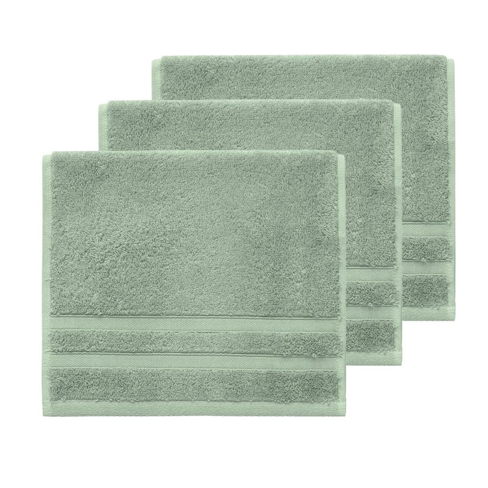 Llot de 3 serviettes invité 600 g/m² sauge 30x50 cm