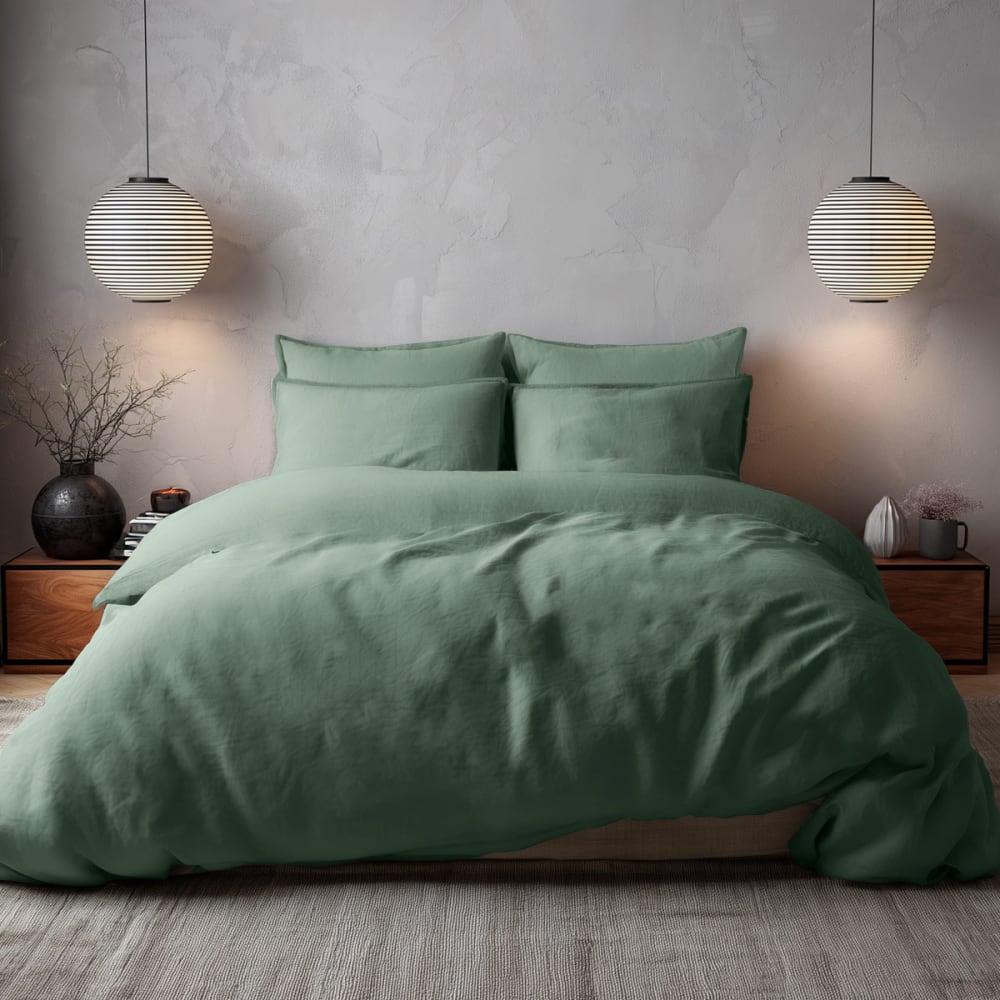 Housse de couette en percale lavée lichen 140x200 cm