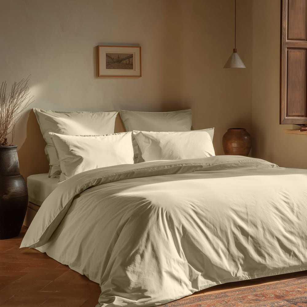 Housse de couette en coton lavé biologique  ficelle 140x200 cm