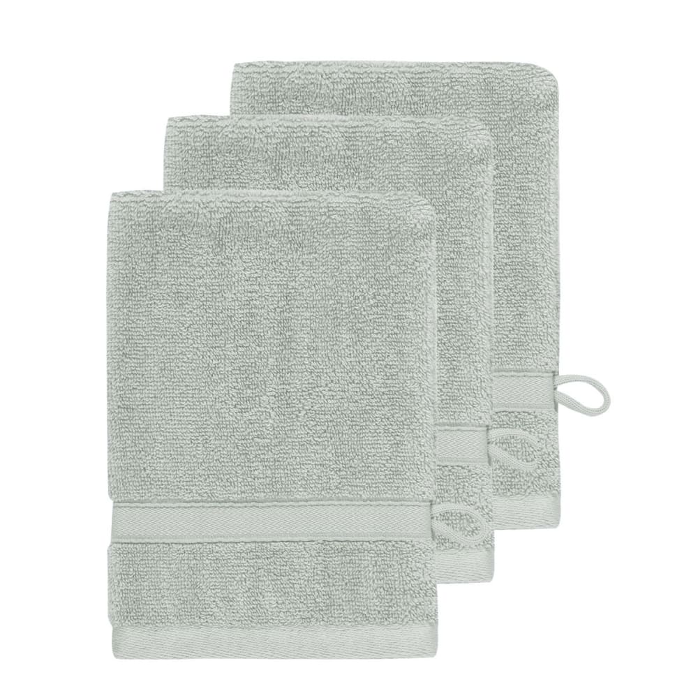 Llot de 3 gants de toilette 600 g/m² gris perle 16x22 cm