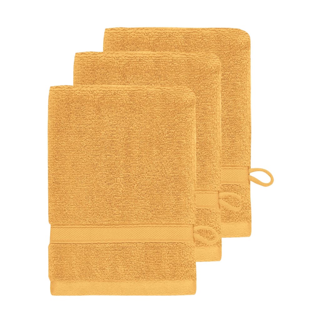 Llot de 3 gants de toilette 600 g/m² caramel 16x22 cm