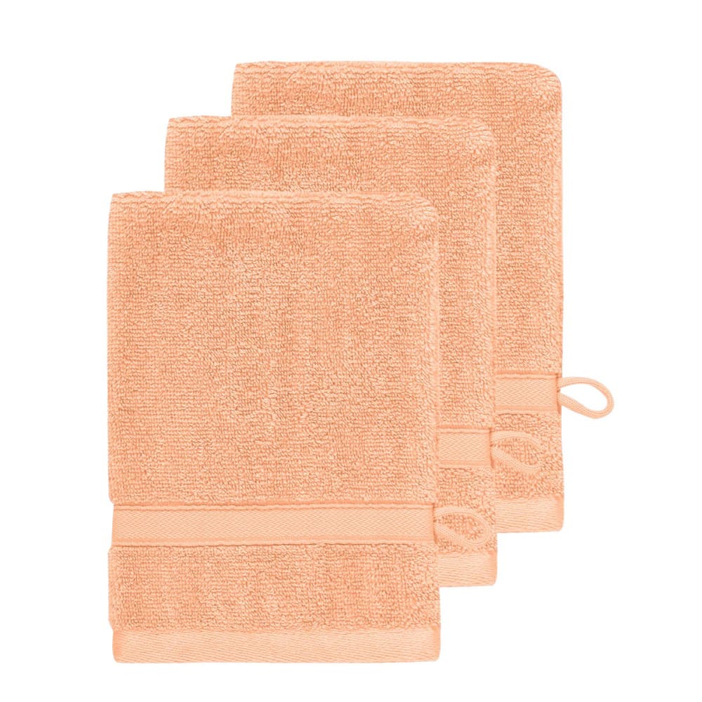 Llot de 3 gants de toilette 600 g/m² rose thé 16x22 cm
