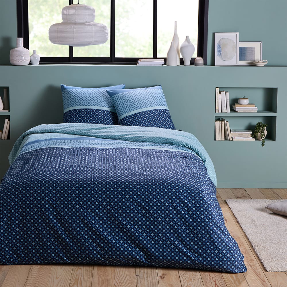 Parure de lit 2 personnes géométrique en microfibre 260x240cm
