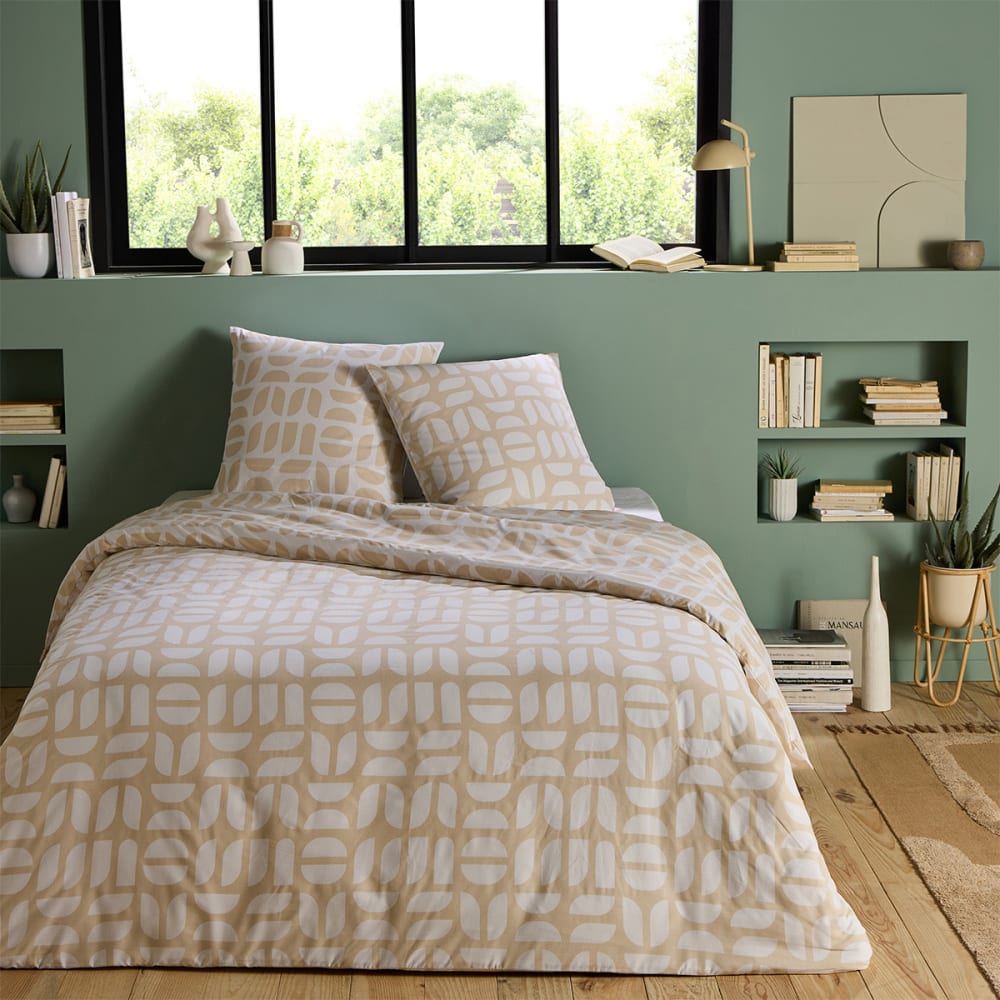 Parure de lit 2 personnes géométrique en polycoton 200x200cm