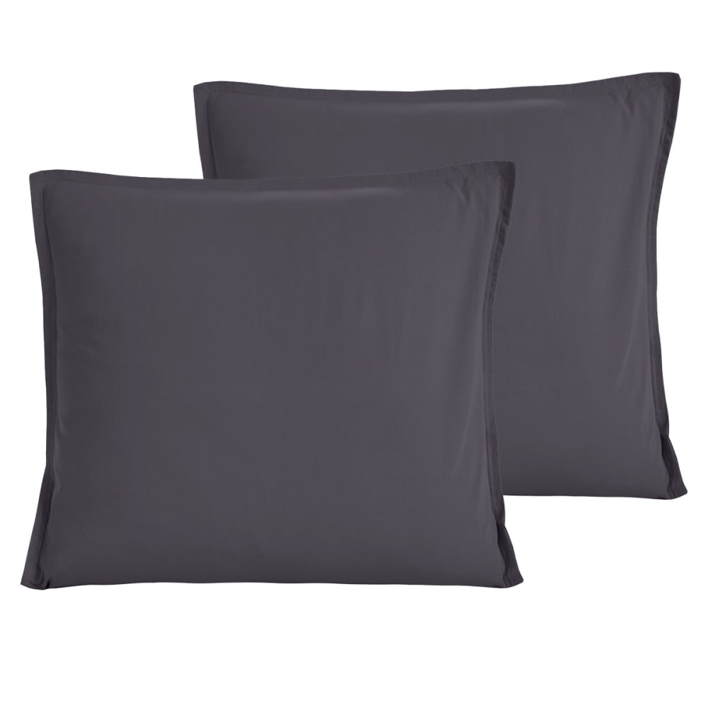 Lot de 2 taies d'oreiller en coton lavé bio Ardoise 65x65 cm