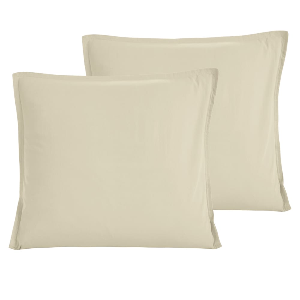 Lot de 2 taies d'oreiller en coton lavé bio Ficelle 65x65 cm