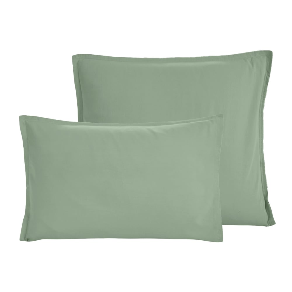 Lot de 2 taies d'oreiller en coton lavé bio sauge 50x70 cm - Maisons du Monde