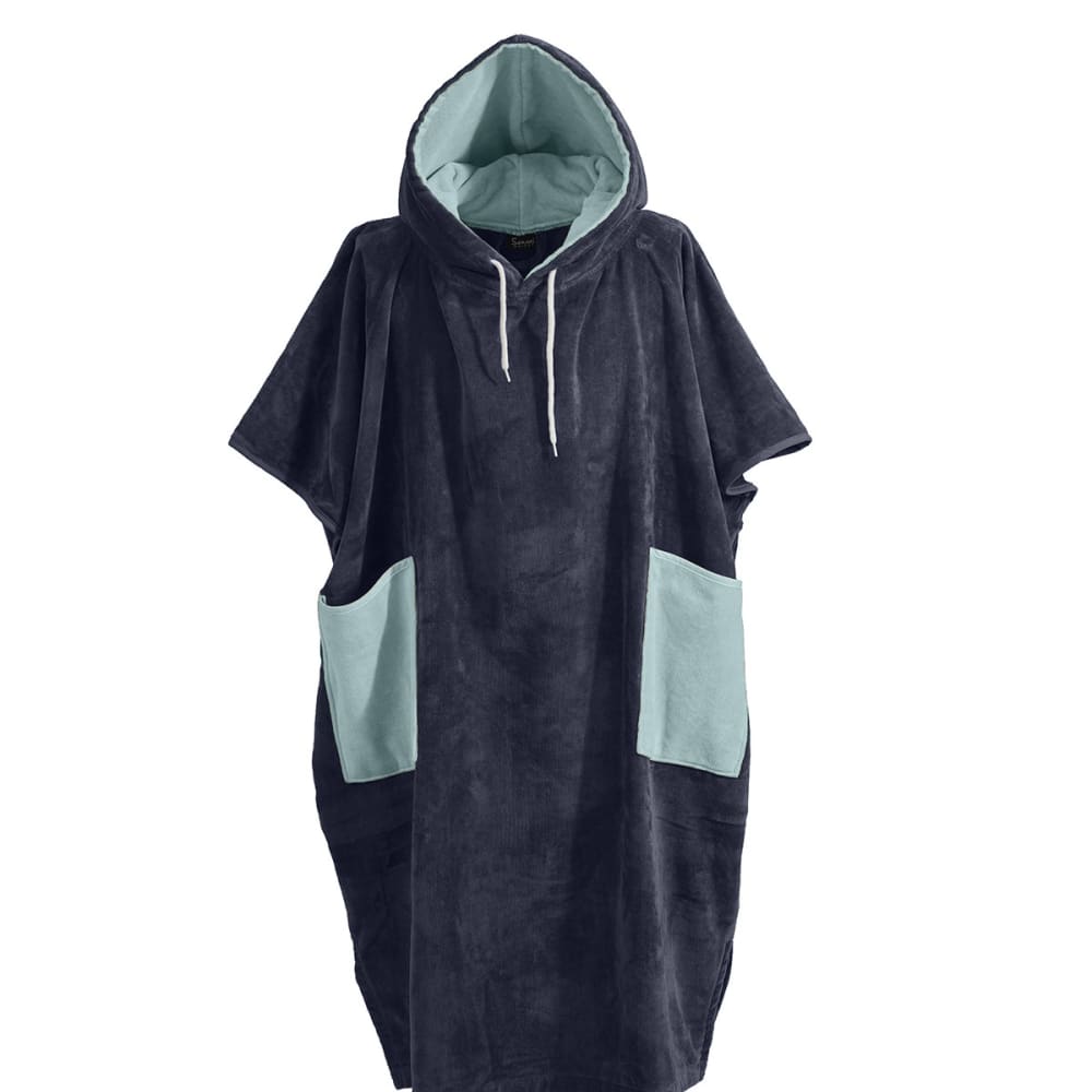 Poncho de plage adulte en coton velours Bleu Nuit M