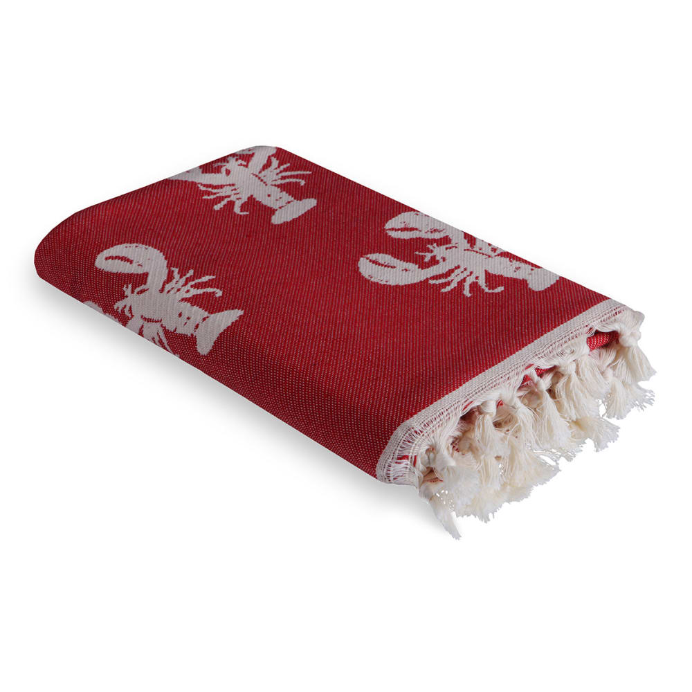 Fouta jacquard coton 100x200 rouge
