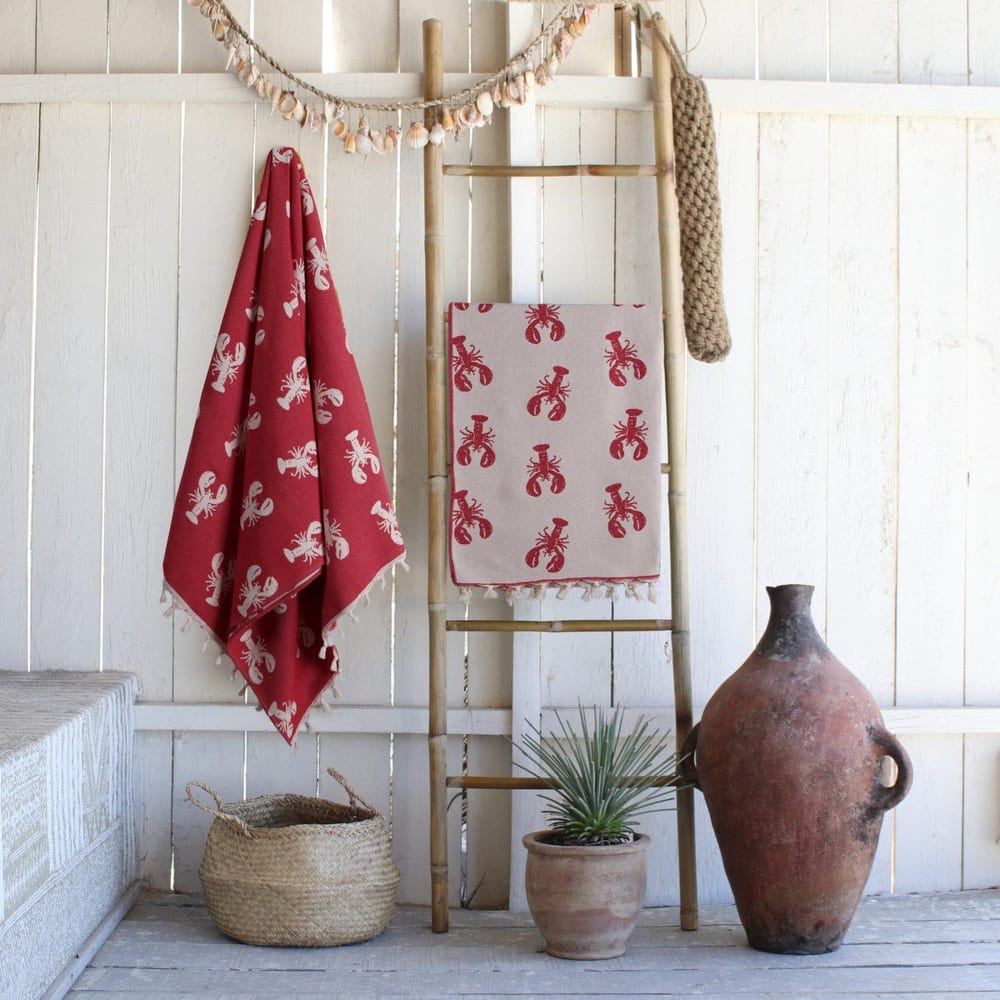 Fouta jacquard coton 100x200 rouge - Maisons du Monde