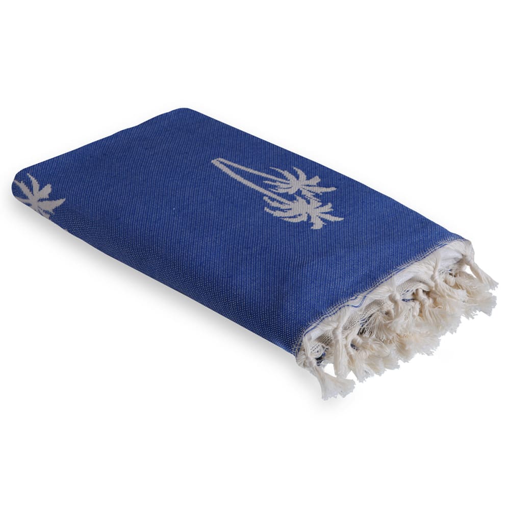 Fouta jacquard coton 100x200 bleu grec