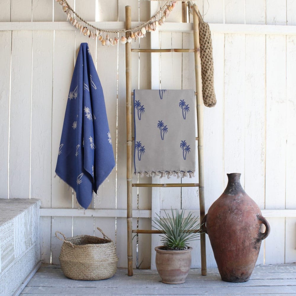 Fouta jacquard coton 100x200 bleu grec - Maisons du Monde