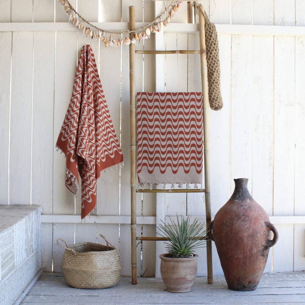 Fouta jacquard coton 100x200 terracotta - Maisons du Monde