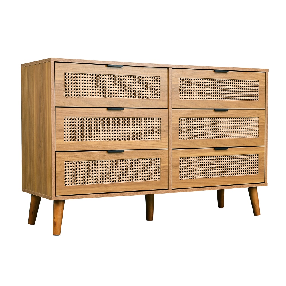 Flieks Kommode mit 6 Schubladen, aus Holz, 120 x 76,5 x 40 cm, braun style modern - Spanplatte