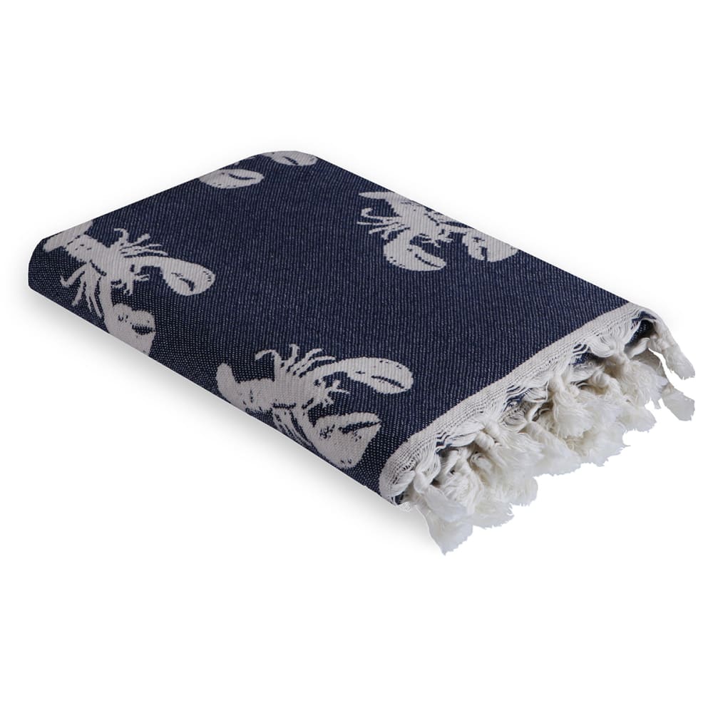 Fouta jacquard coton 100x200 bleu marine