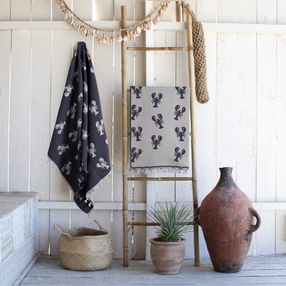 Fouta jacquard coton 100x200 bleu marine - Maisons du Monde