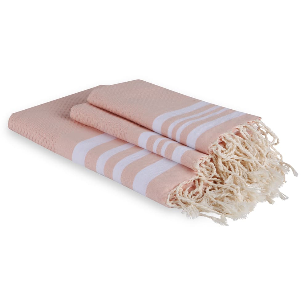 Foutas de bain (1+2) coton 100x200 rose poudré