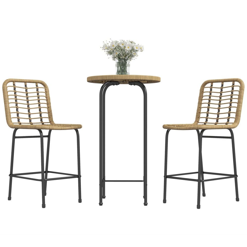 Ensemble de bar de jardin 2 places 3 pcs style colonial