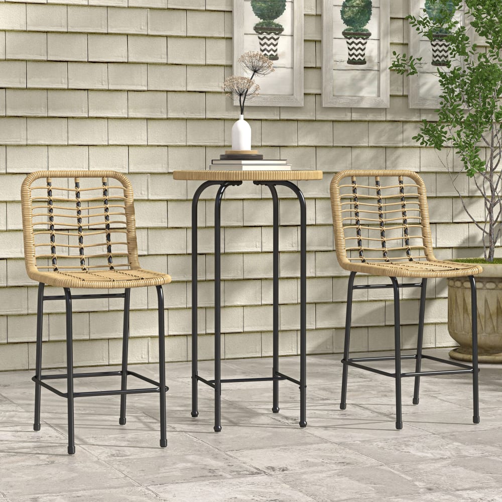 Ensemble de bar de jardin 2 places 3 pcs style colonial