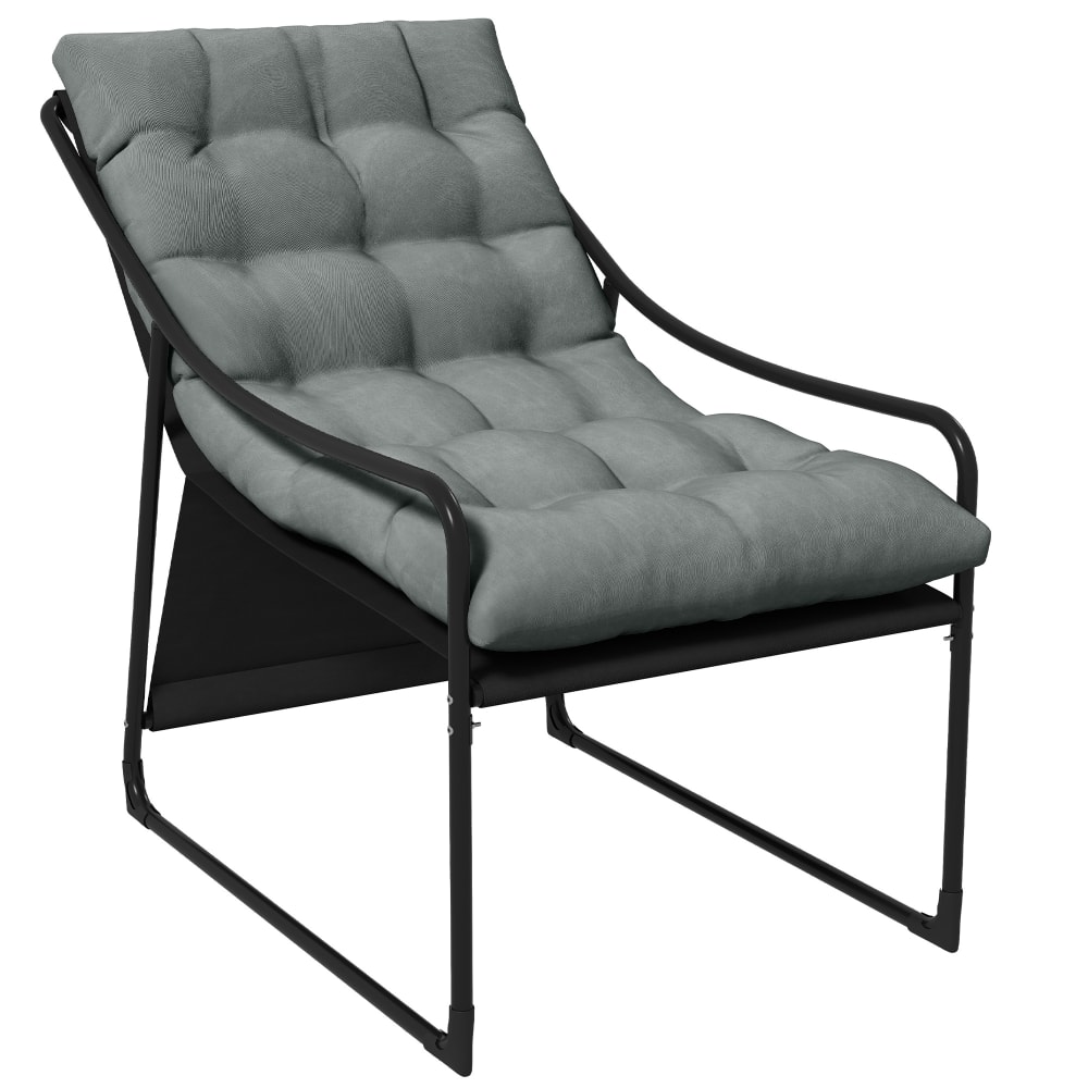 Fauteuil lounge de jardin coussin acier polyester gris noir