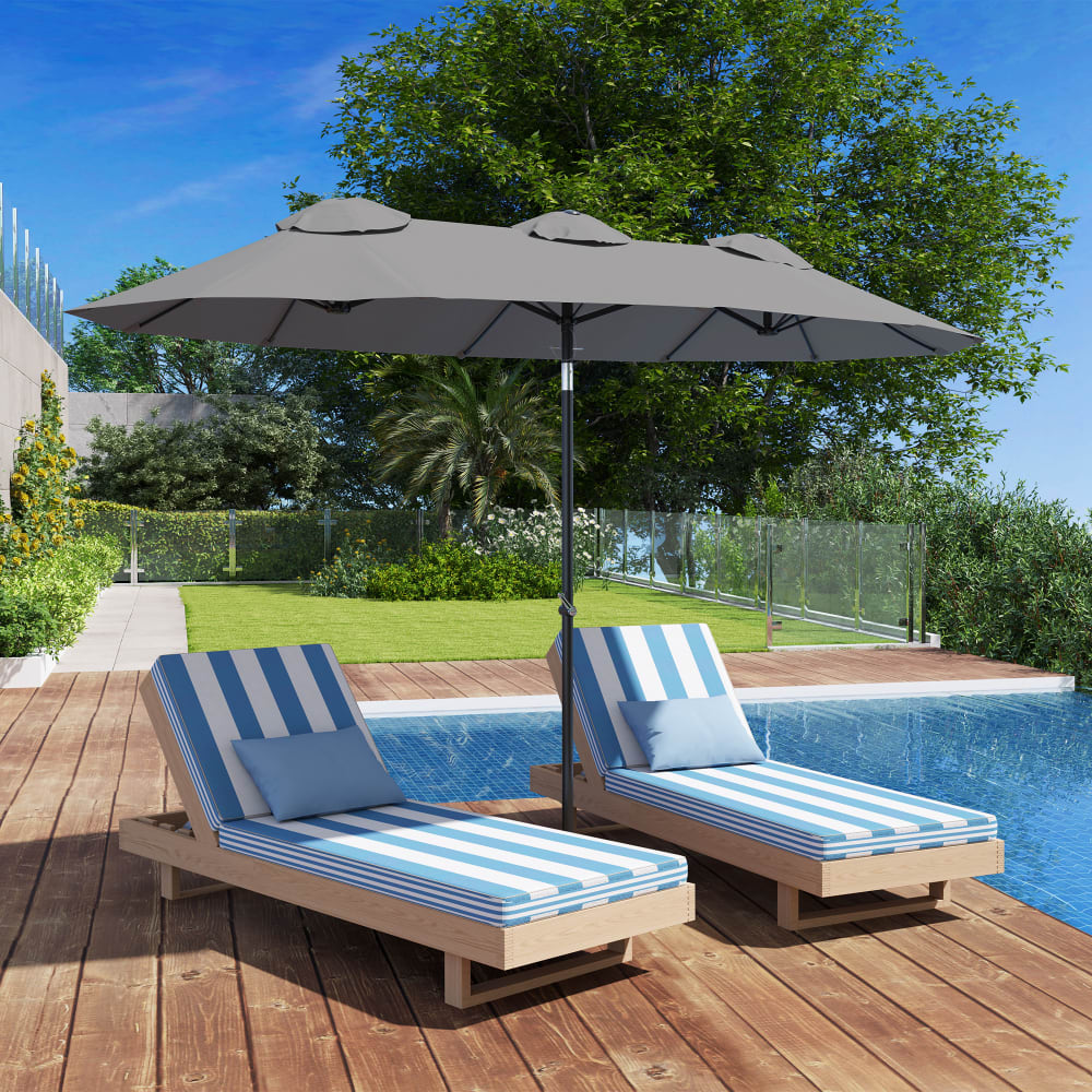 Parasol de jardin inclinable grande taille 2,85L m gris