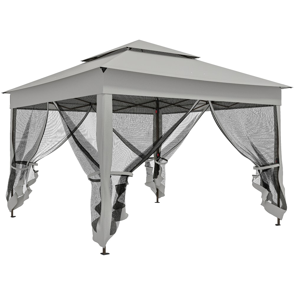 Outsunny Pop-up-Tonnelle,Mückenschutz,Transporttasche,grau - Metall